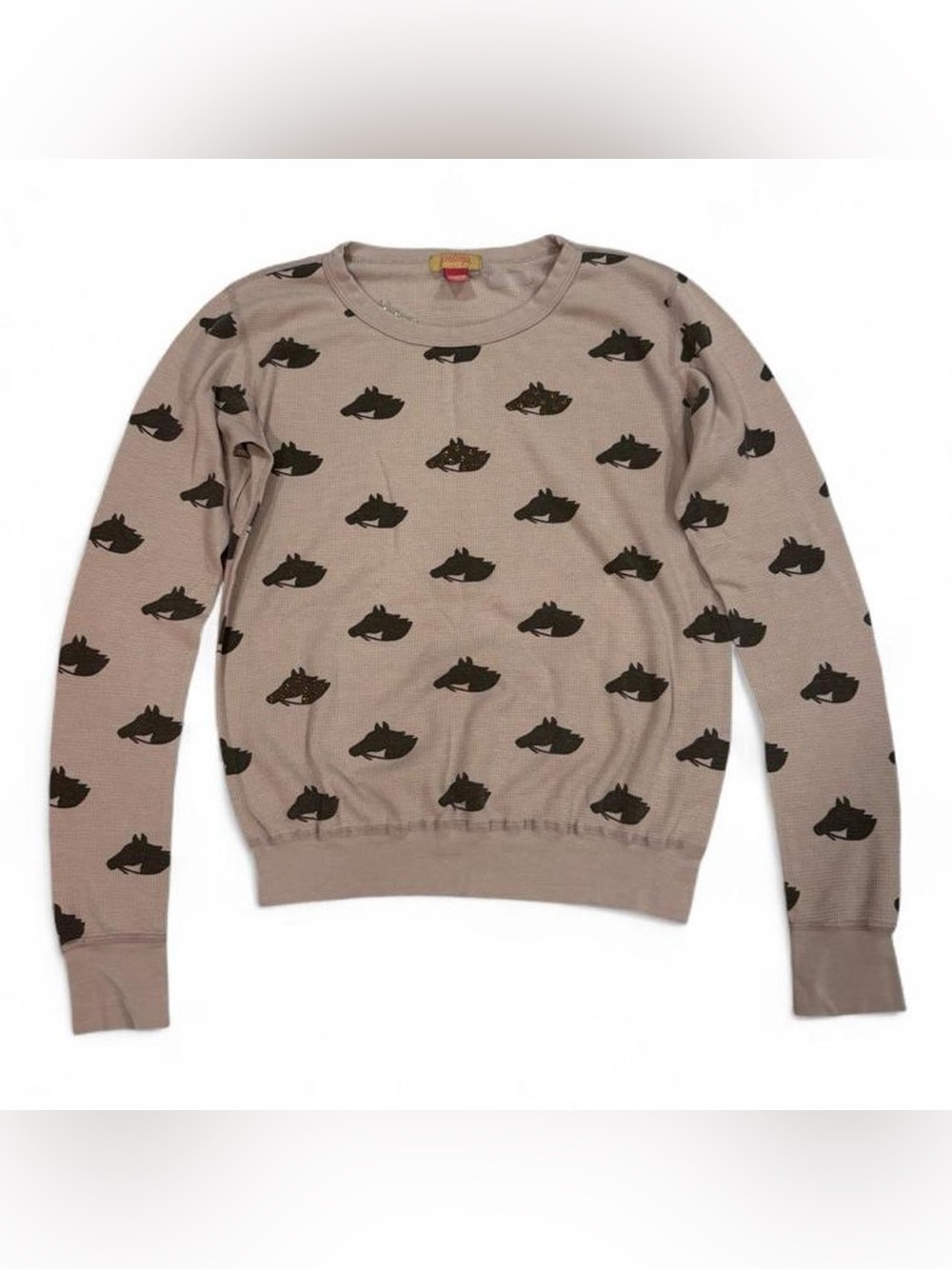 Y2K vintage Primp waffle thermal shirt horse print rhinestones